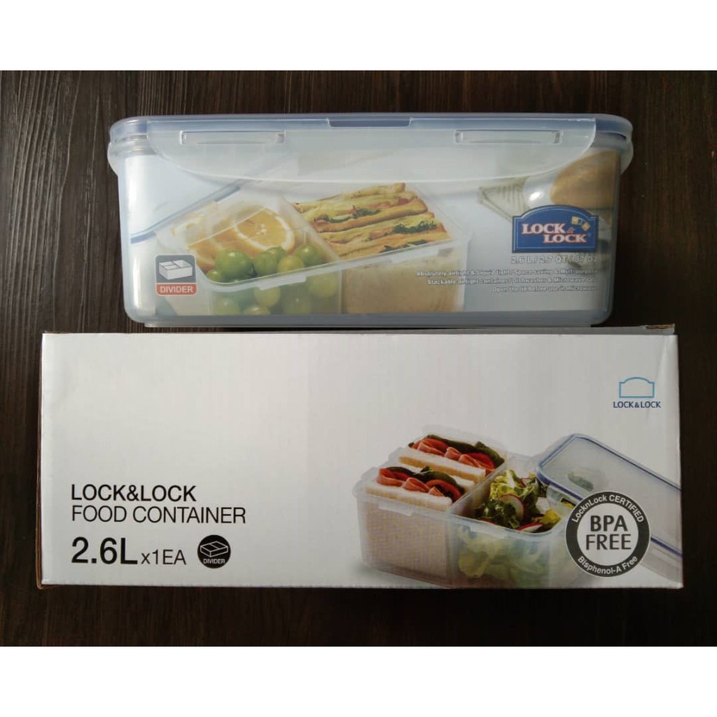 Promo Lock & Lock HPL817C W-Divider Rectangular Short Food