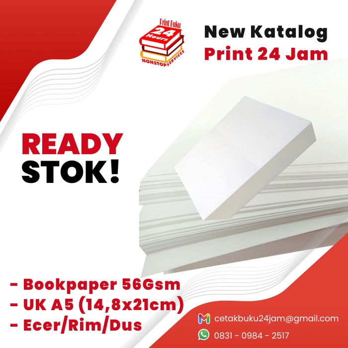 Jual BOOKPAPER 90 gsm A5 PER RIM BOOK PAPER A5 90gsm