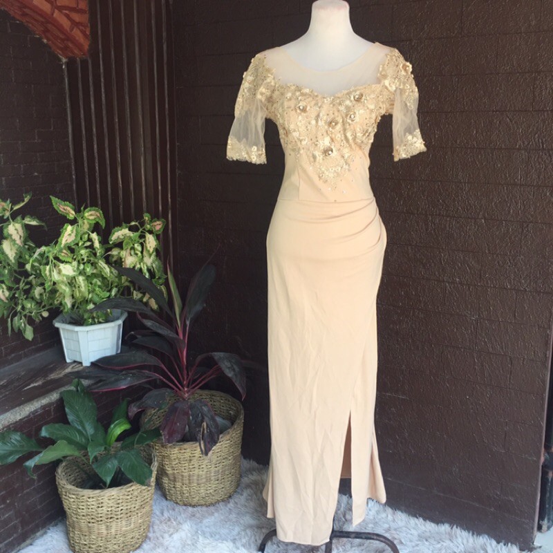 Beige gown shop for principal sponsors