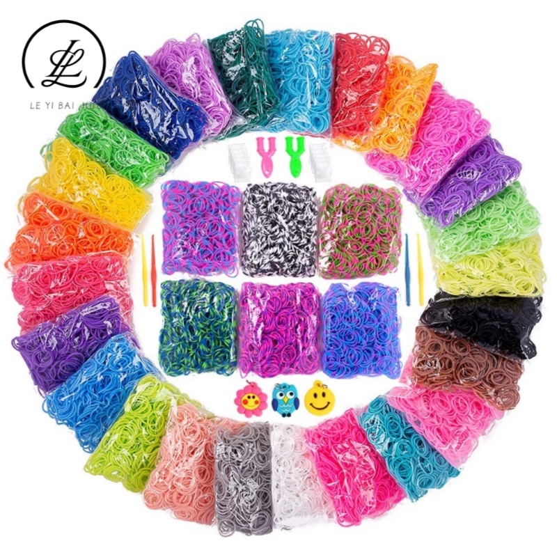 600Pcs 15 Grids Elastic Rubber Bands DIY Tool Set Colorful Weave