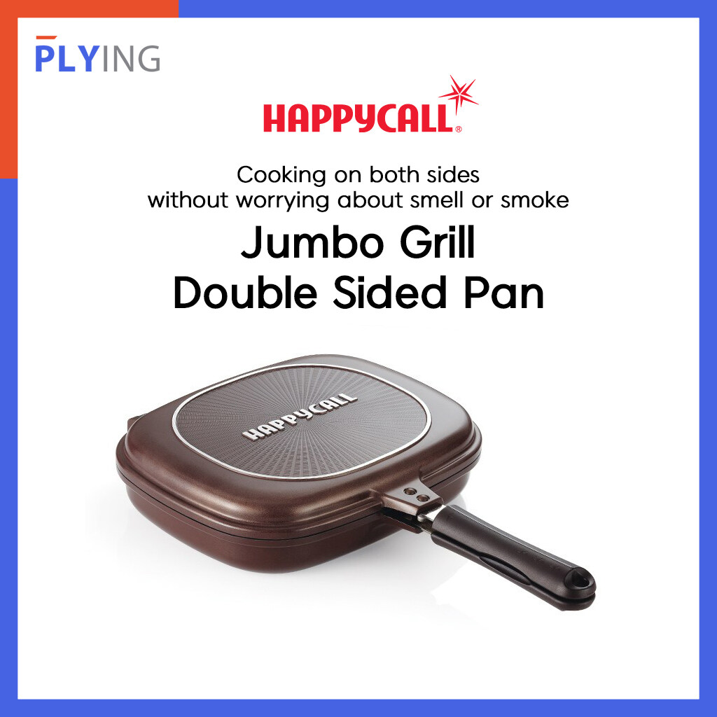 HAPPYCALL PAN- ITALY Non Stick Double Sided PAN Grill frying pan 32cm JUMBO  Pan - Kuali Panggang