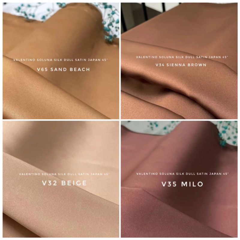 VALENTINO SOLUNA DULL SATIN KAIN PASANG PLAIN BIDANG 45(Dusty