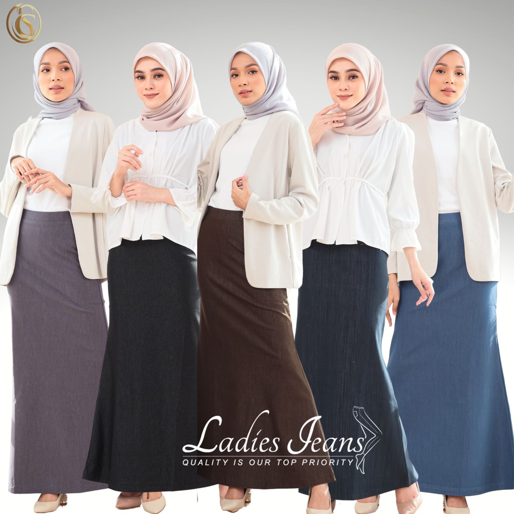 Skirt denim best sale labuh muslimah