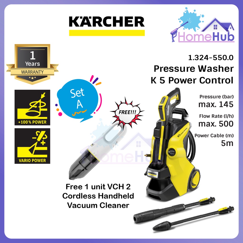 KARCHER K5 Power Control High Pressure Washer 145bar 2100W High Pressure  Washer Cleaning Equipment Kuala Lumpur (