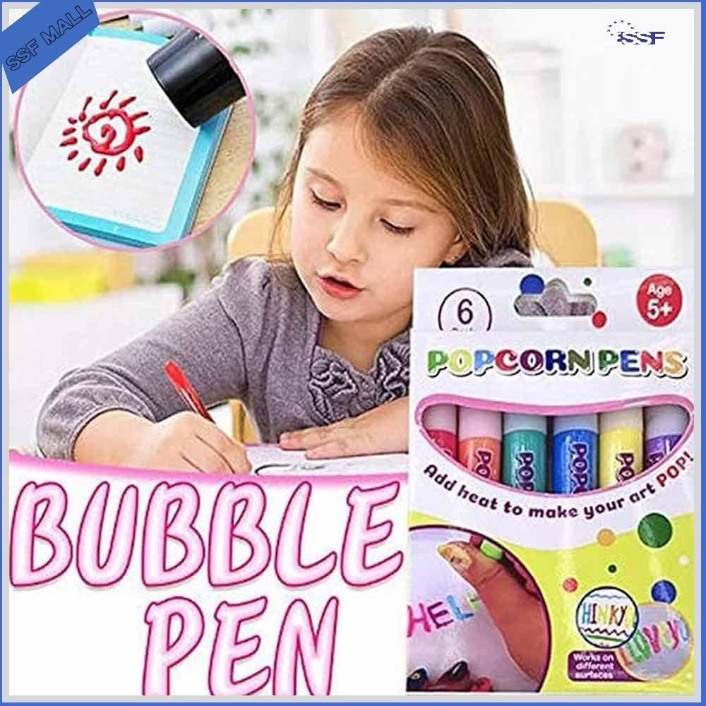 6pcs Magic Popcorn Pens Puffy 3d Art Safe Pen For Greeting Birthday Cards  Kids Bubble Pen