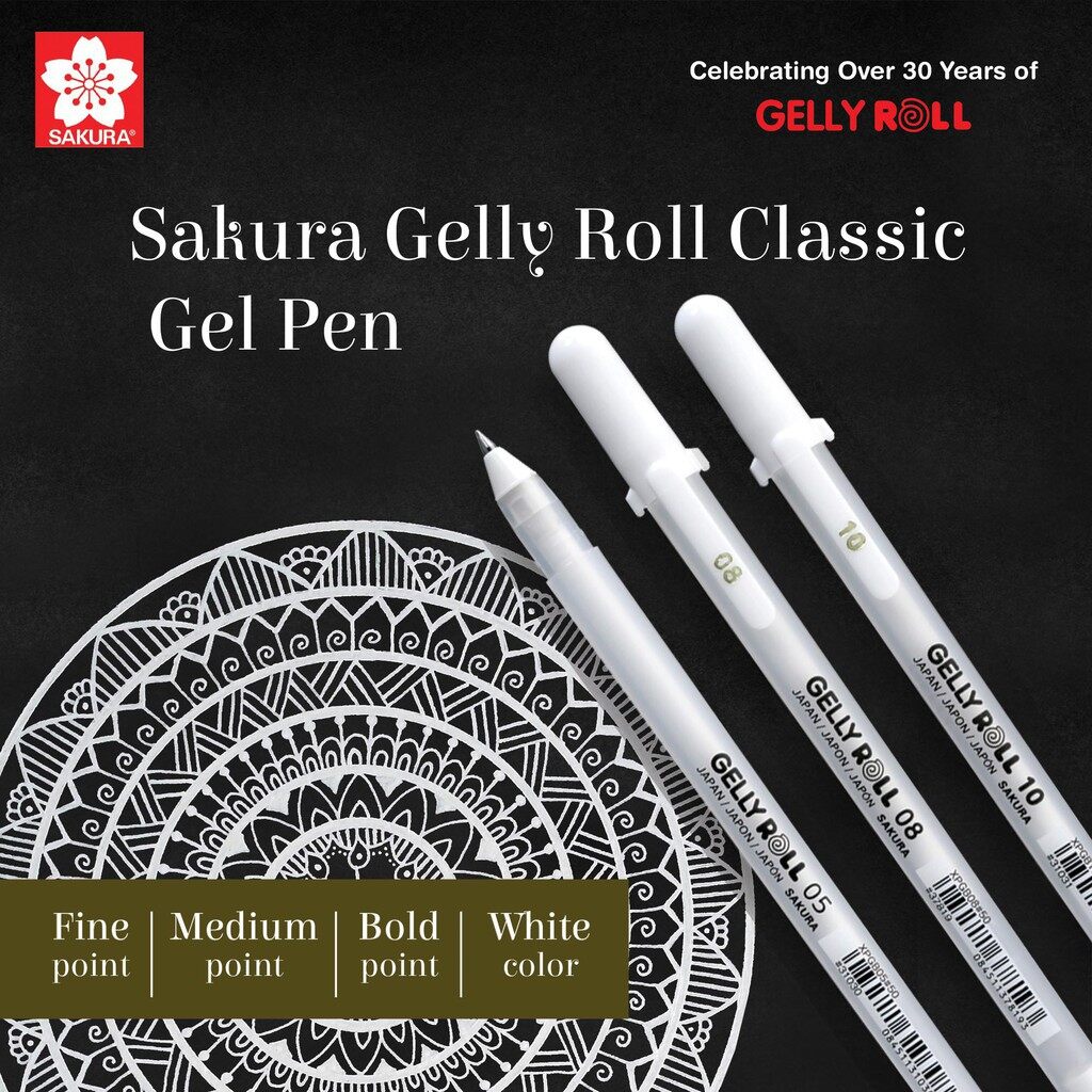 3PCS Sakura White Gold Silver Gelly Roll Classic Highlight Pen Gel