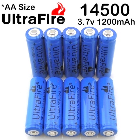 4Pcs 14500 AA 1600mah 3.7 Rechargeable Lithium Battery for Led