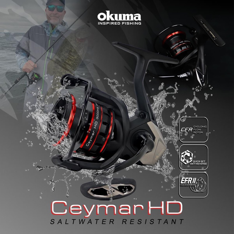 OKUMA 8K Black Long Cast Spinning Fishing Reel