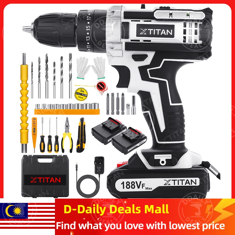 Titan 18v cordless online drill