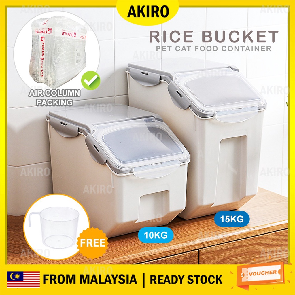 Airtight Rice dispenser rice storage container with wheels 10KG Kotak  Simpanan Beras