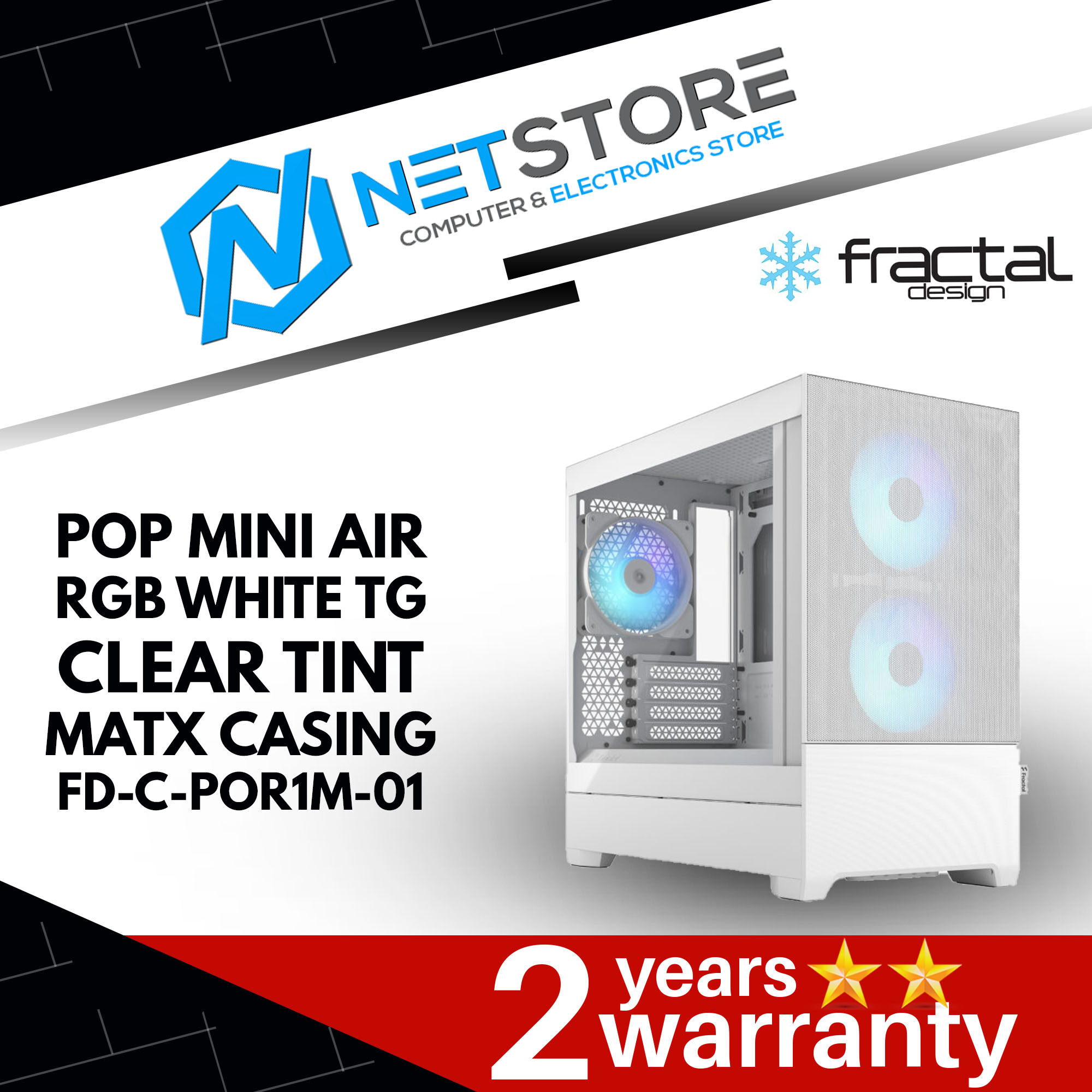 Fractal Design Pop Air RGB - White TG Clear Tint - Chassi
