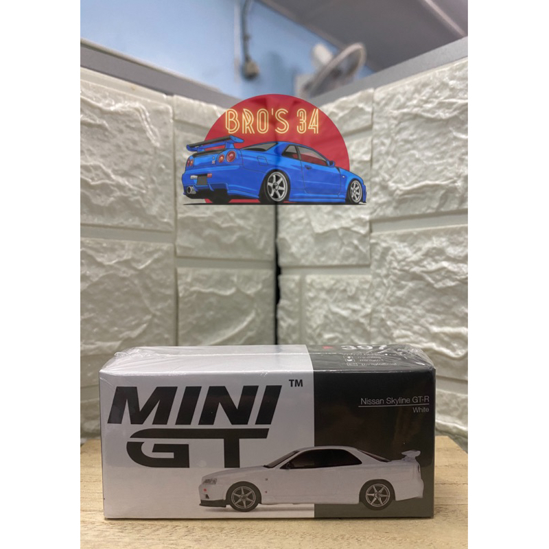 Mini GT 1:64 Nissan Skyline GT-R (R34) V-Spec Alloy Model Car Gulf Blue  #341 RHD 