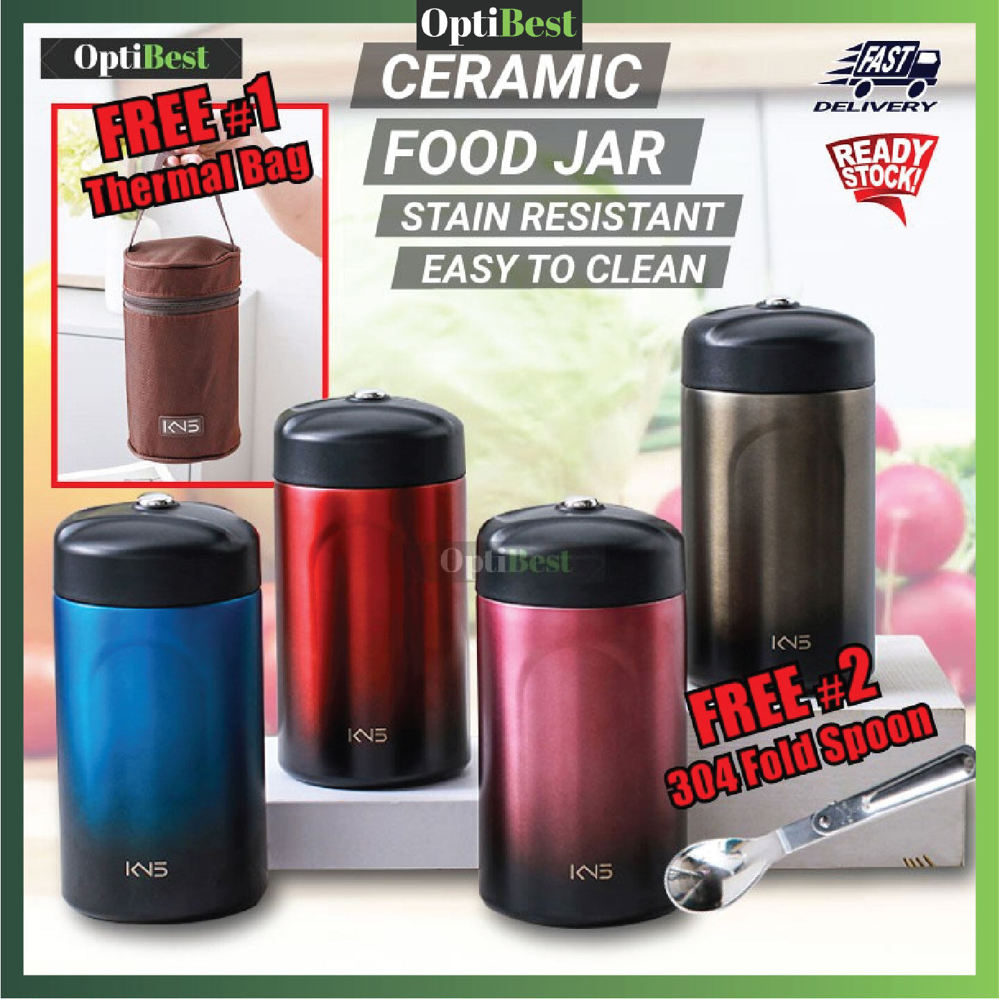 BIGSPOON 2-Layer Keep Warm Lunch Box Thermos Lunch Container Insulated Food  Flask Bekas Makanan Tahan