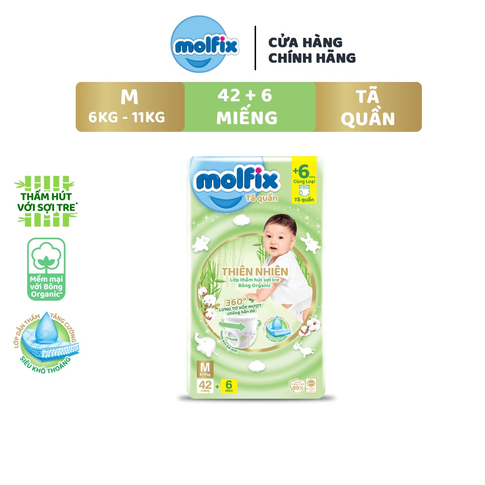 Molfix | Tã/bỉm quần Thiên nhiên Super Jumbo M (6kg - 11kg)