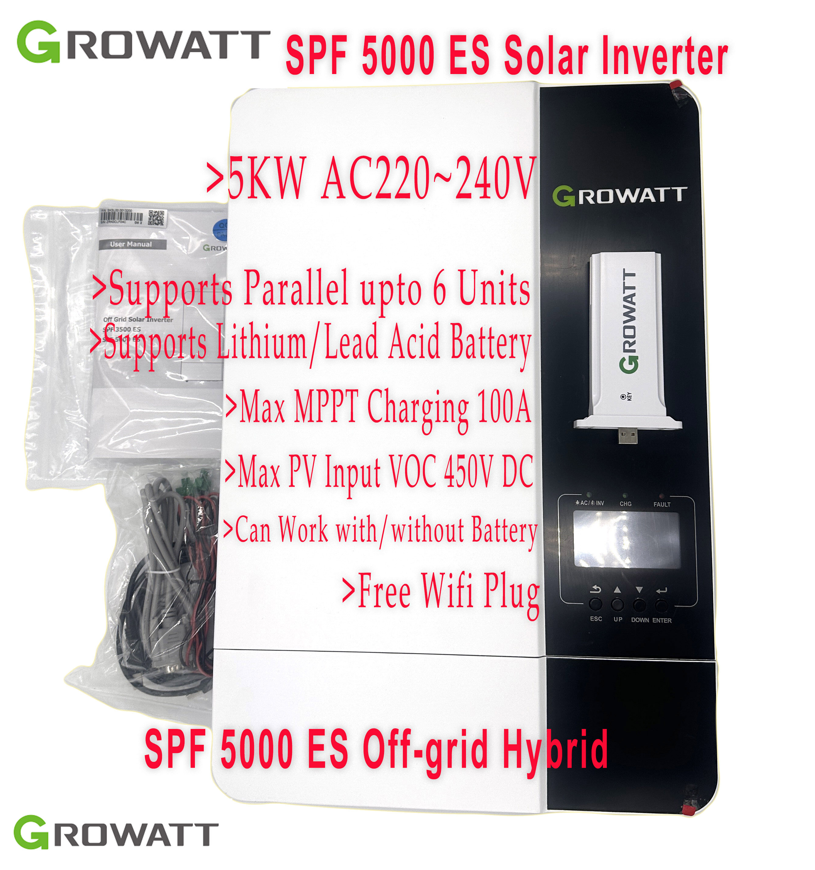 Growatt SPF 6000 ES Plus 6kW Inverter Wechselrichter Off Grid +