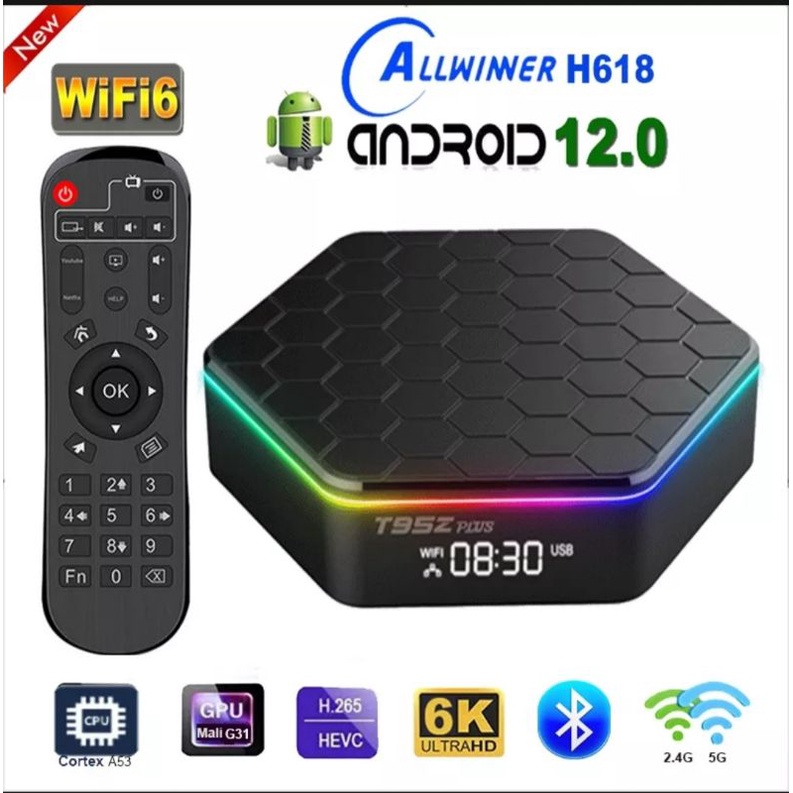 T95z Plus 6K HDR Android 12.0 TV-Box - 4GB/64GB