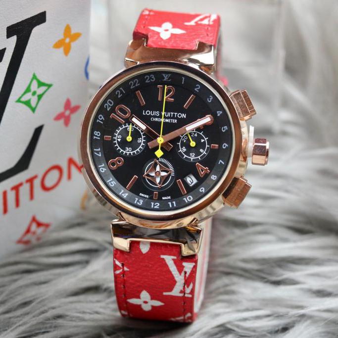 Jual Jam Tangan Louis Vuitton LV Putar Diamond Swarovski Kulit