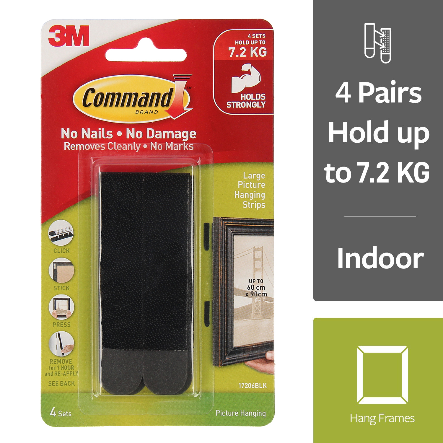 Black 3M Command Picture Hanging Strips Small Medium Large Value Pack  Command strips and Command hook
