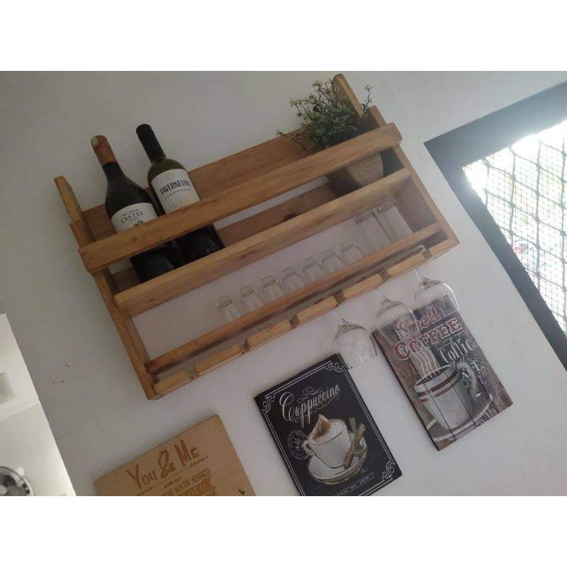 Wooden Red Wine Rack 10 Bottle Holder Mount Bar Display Shelf