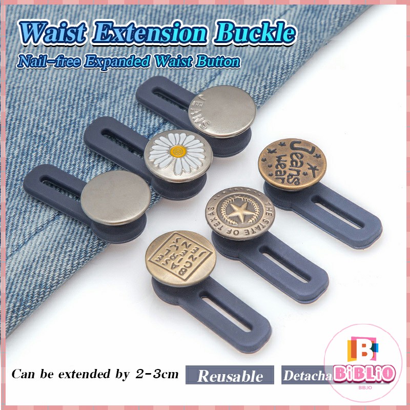 5pcs Elastic Pants Waist Extender Adjustable Jeans Button Extender