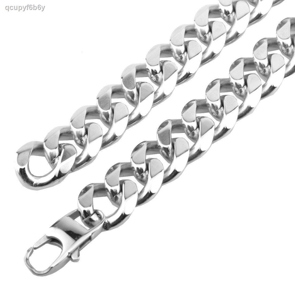 Men Choker Tail Hip Hop Rapper Stainless Steel Cuban Chain Necklace