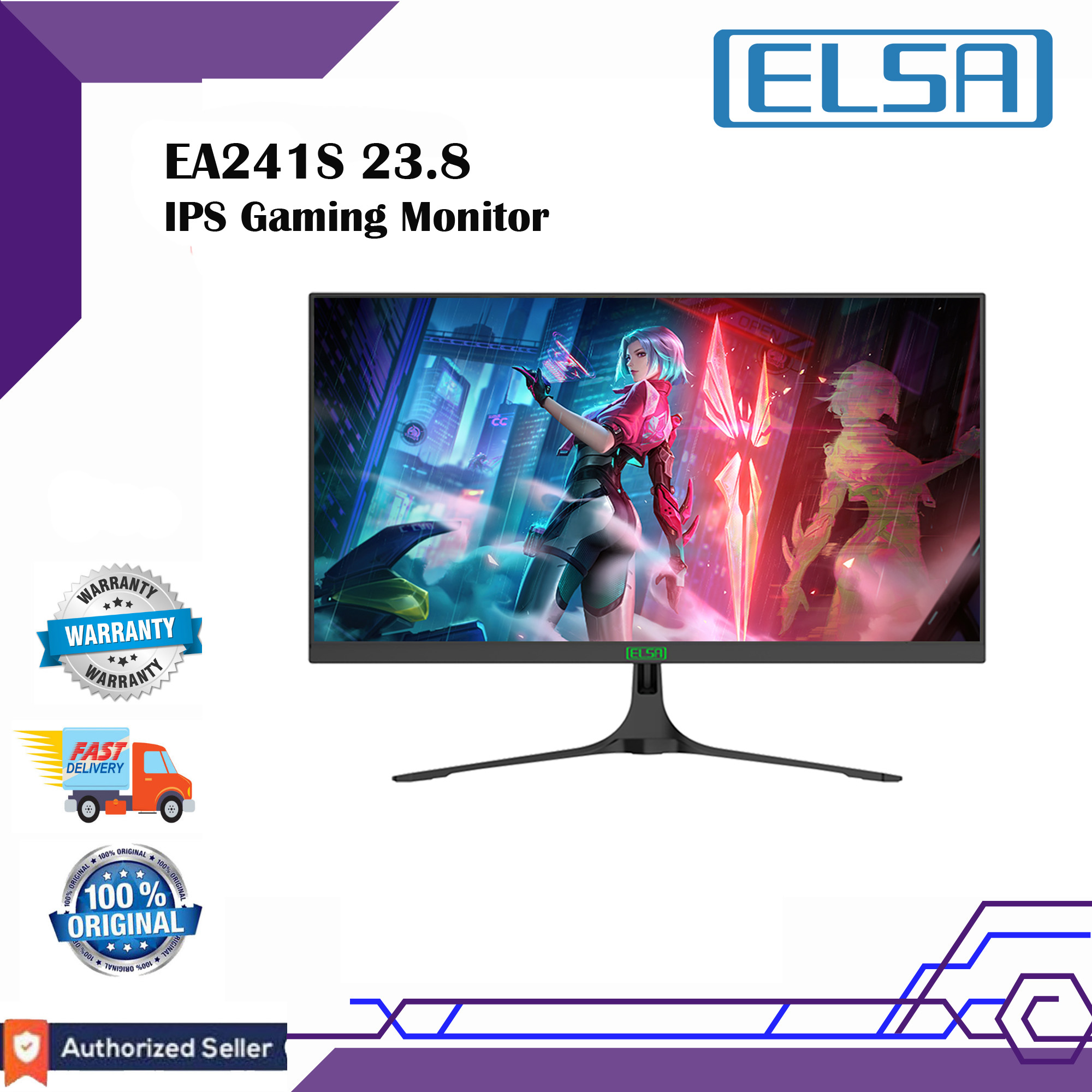 ELSA 23.8 Inch 24F8 Monitor 180Hz Desktop PC Lcd QHD Display 1ms Gaming  Computer LED 1920