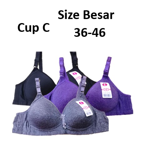 32-48 Big Bra Full Cup B/C Cotton Lace Non-Wired Pink Adjustable  Straps/Baju Dalam Saiz Besar Coli Wanita Lingerie Bras Lembut Merah Jambu  Big Plus Size