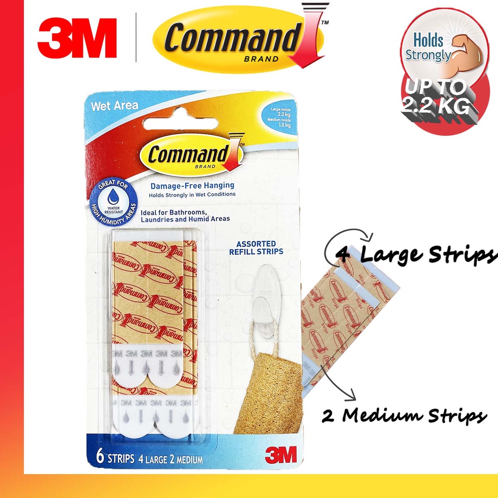 3M Command 17206 Large Picture Hanging Strips (Holds Up To 7.2kg