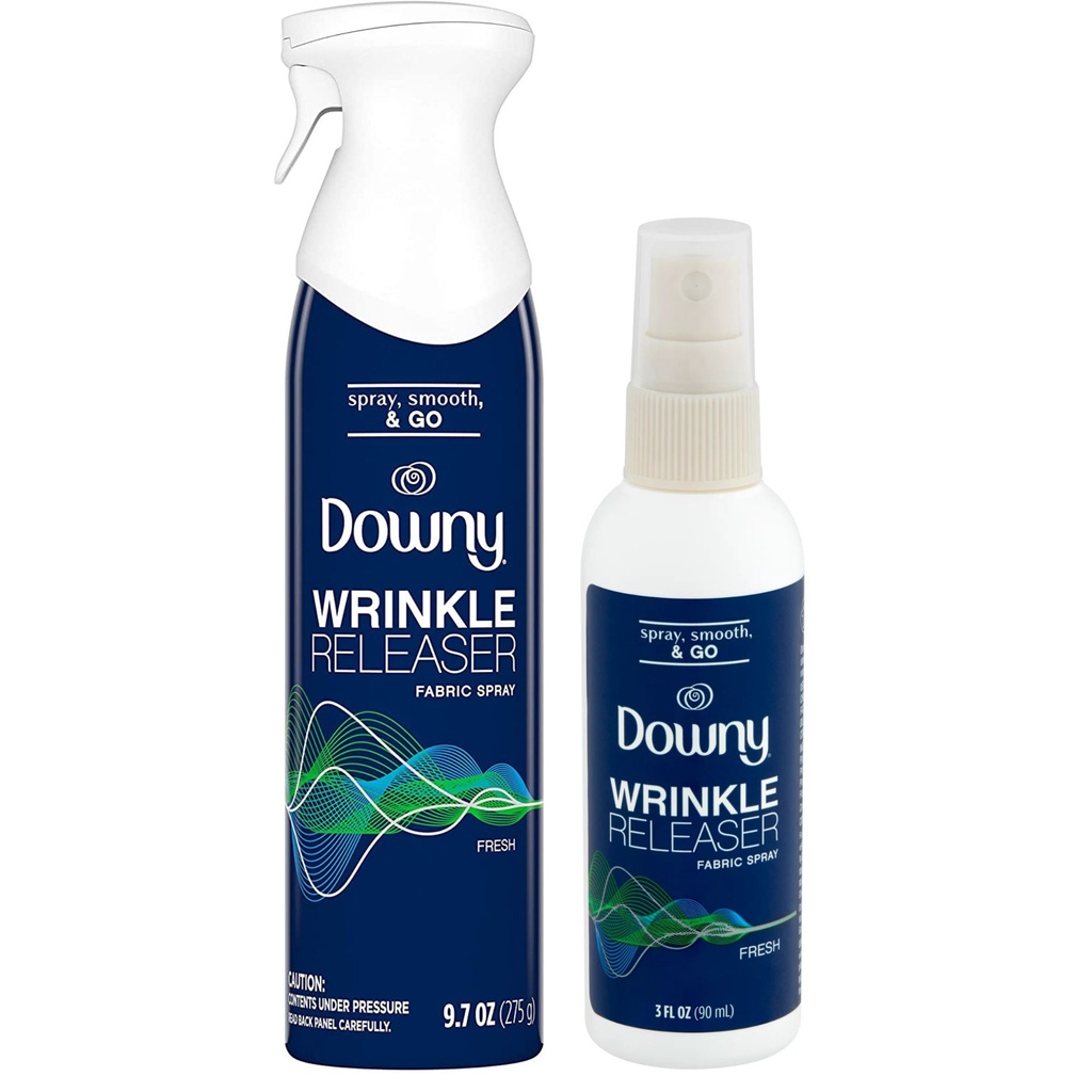 Downy Spray, Smooth, & Go Wrinkle Release Fabric Spray Bundle: (2