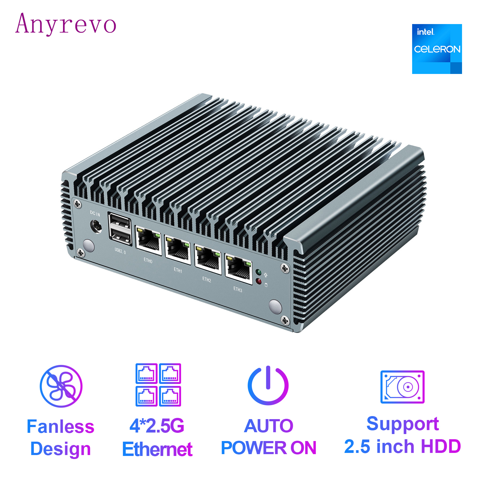 Fanless Firewall Mini PC 12th Gen Intel i3 N305 N200 N100 DDR5 4800MHz  4xi226-V 2.5G LAN Soft Router Proxmox ESXi Host Server