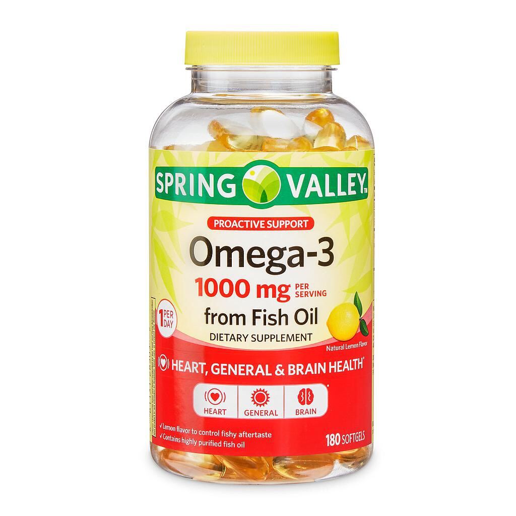 Spring Valley | Dầu Cá Siêu Cô Đặc Vị Chanh Omega 3 1000mg (180 Viên)