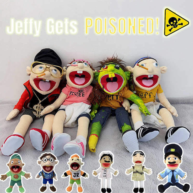 Cheap Game Jeffy Hand Puppet Doll Toy Talk Show Roleplay Movable Mouth Chef  Police Prince Dad Mom Penelope Cody Junior Joseph Stuffed