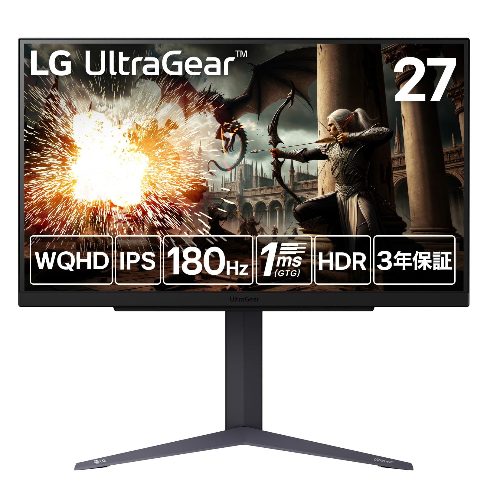 LG ゲーミングモニター UltraGear 24GS60F-B 180Hz LG UltraGear™ 24 inch 180Hz FHD Gaming Monitor - 24GS60F-B