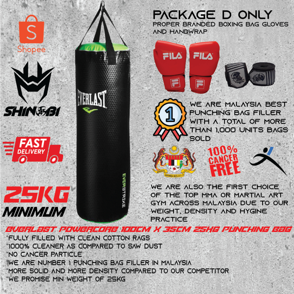 Everlast 170cm MMA BJJ Muay thai Boxing Punching Bag FILLED SIAP