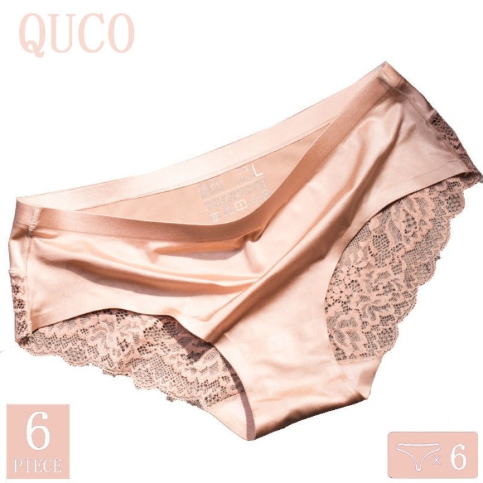 6pcs/lot QUCO brand women Bikini panties Sexy silk ladies panties lingerie  hot sale Women's underwear