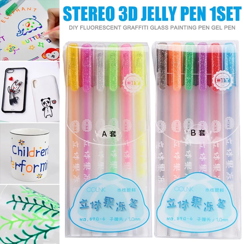 6pcs Sweet Style 3d Jelly Pens For Diy, Fluorescent & Candy Colors, High  Value Juice Pens For Students, Colorful Markers For Bullet Journaling