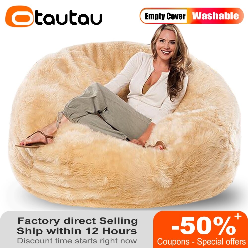 7FT Bean Bag Chair Cover No Filler Suede Insulating Fabric Bean