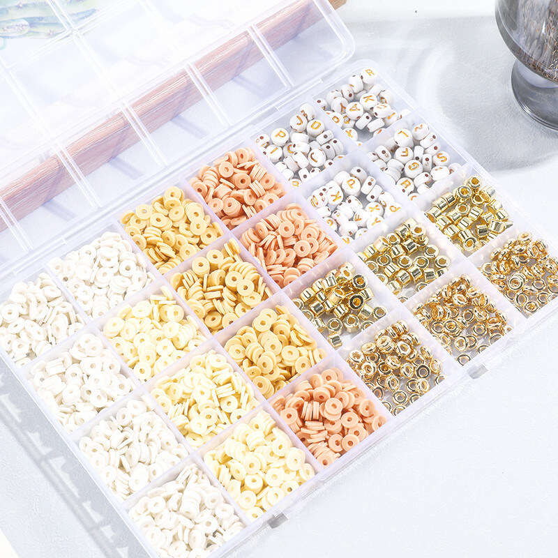 3600PCS Polymer Clay Bead Set 6MM Rainbow Color Flat Chip Bead For Boho  Bracelet Necklace Making Letter Bead Accessories Kit DIY