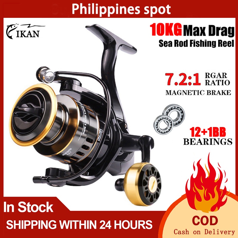 Lizard Fishing Reel HE500-7000 Max Drag 10kg Spare Metal Spool