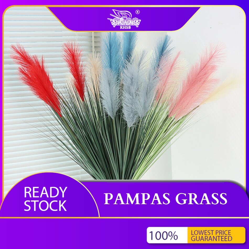 6pcs Pampas Grass With Extension Stem, Artificial Pampass Grass