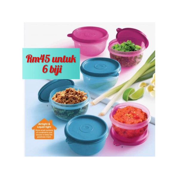 Tupperware Small Round Container 80ml (2 PCS) or Mini Round Container 30ml  (2 PCS) - Yellow / Purple / Blue