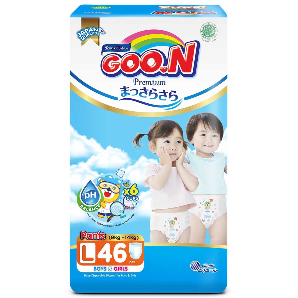 GOON | กางเกงผ้าอ้อมเด็ก ไซส์ L (สำหรับเด็กน้ำหนัก 9-14 กก.) รุ่น Premium pants