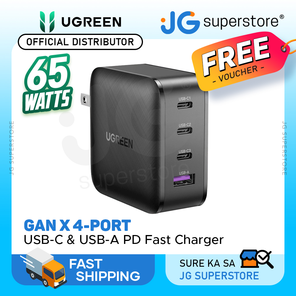 UGREEN 65W GaN 2C1A 3 Ports PD Fast Travel Charger Quick Charge UK