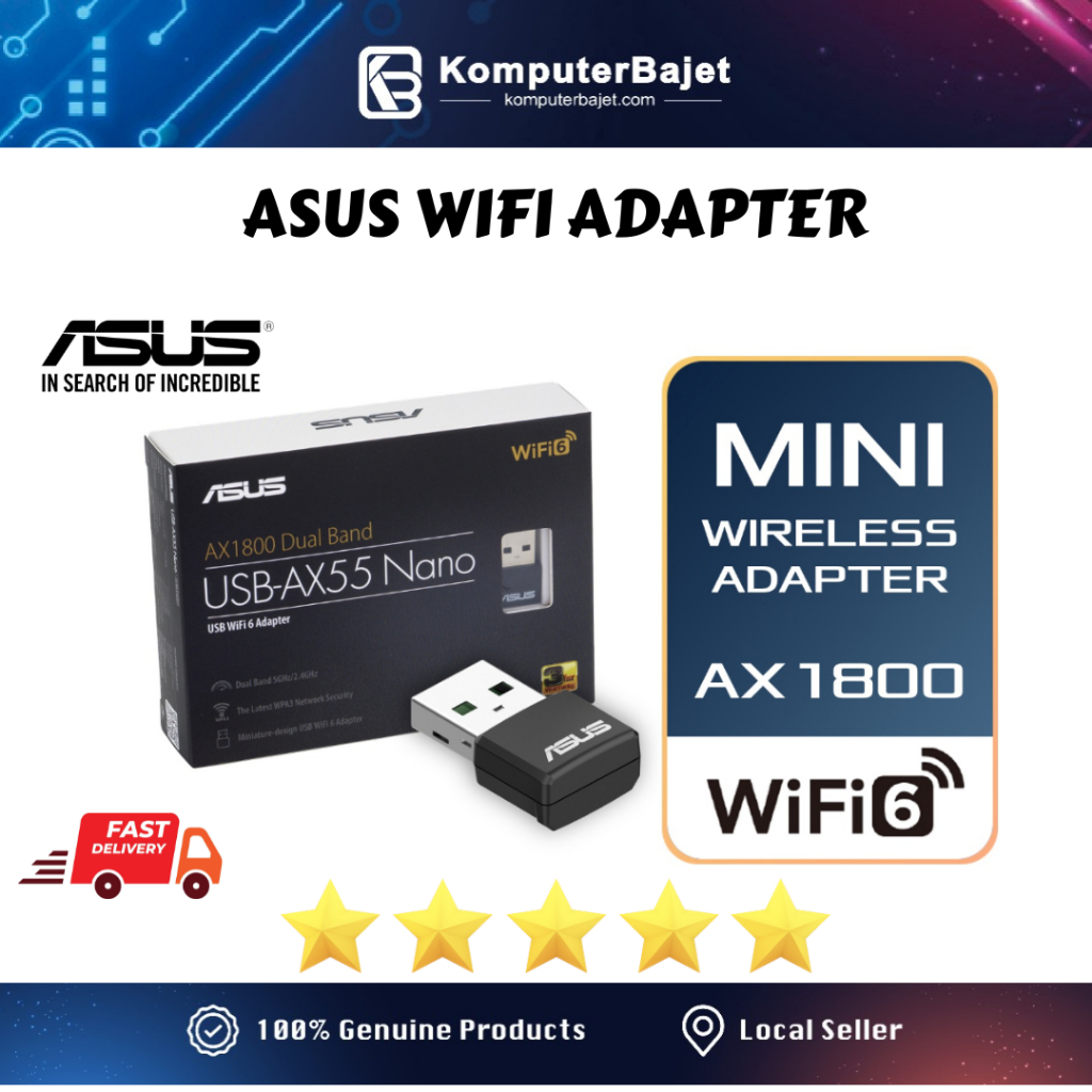 Asus AX1800 Dual Band WiFi 6 USB Adapter - USB-AX55 Nano