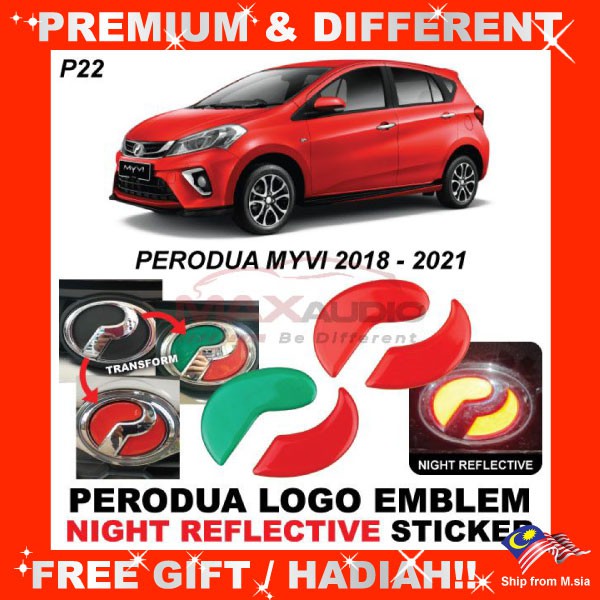 Car Emblem Logo PERODUA AXIA 2023 - 2024 Lambang Hitam Depan