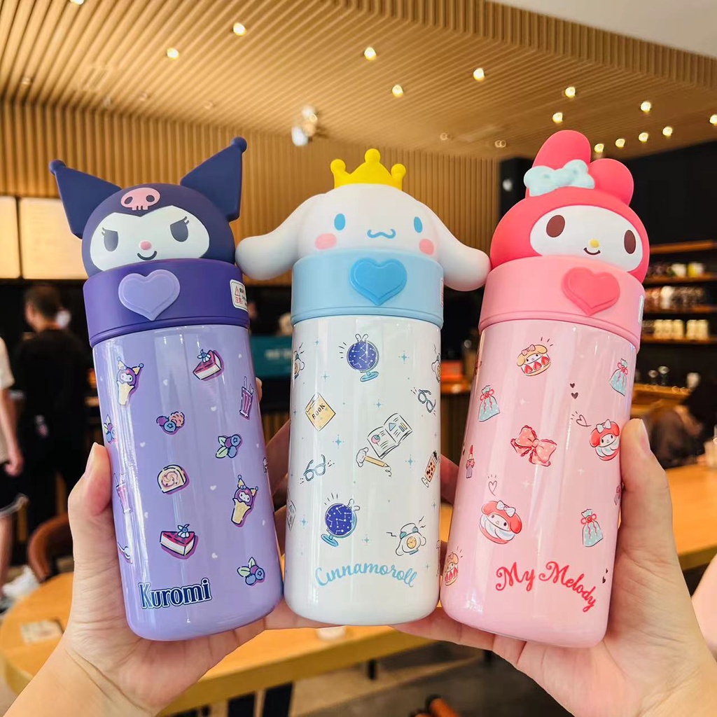 350ml Sanrio Cinnamoroll Anime Kuromi Melody Thermos Mug Cartoon Kawaii  Sports Water Bottle Coffee Cup Kids Water Bottle Gift