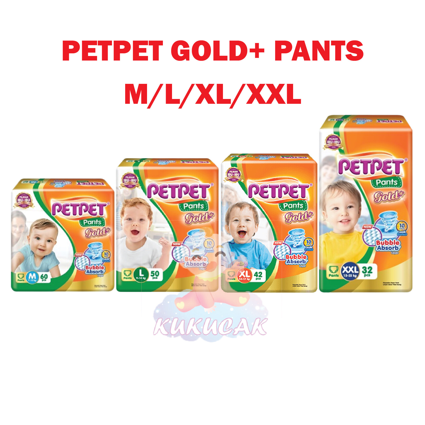 PETPET Pants Gold - XXL (32's) 15-25KG
