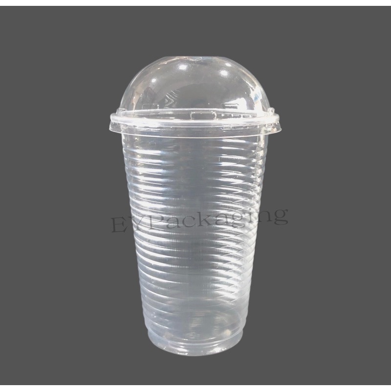 EC 22oz PP Clear Cup with  Flat Lid  [ 100sets± ] E22 - Disposable  Plastic Cup - Thick - 22 oz