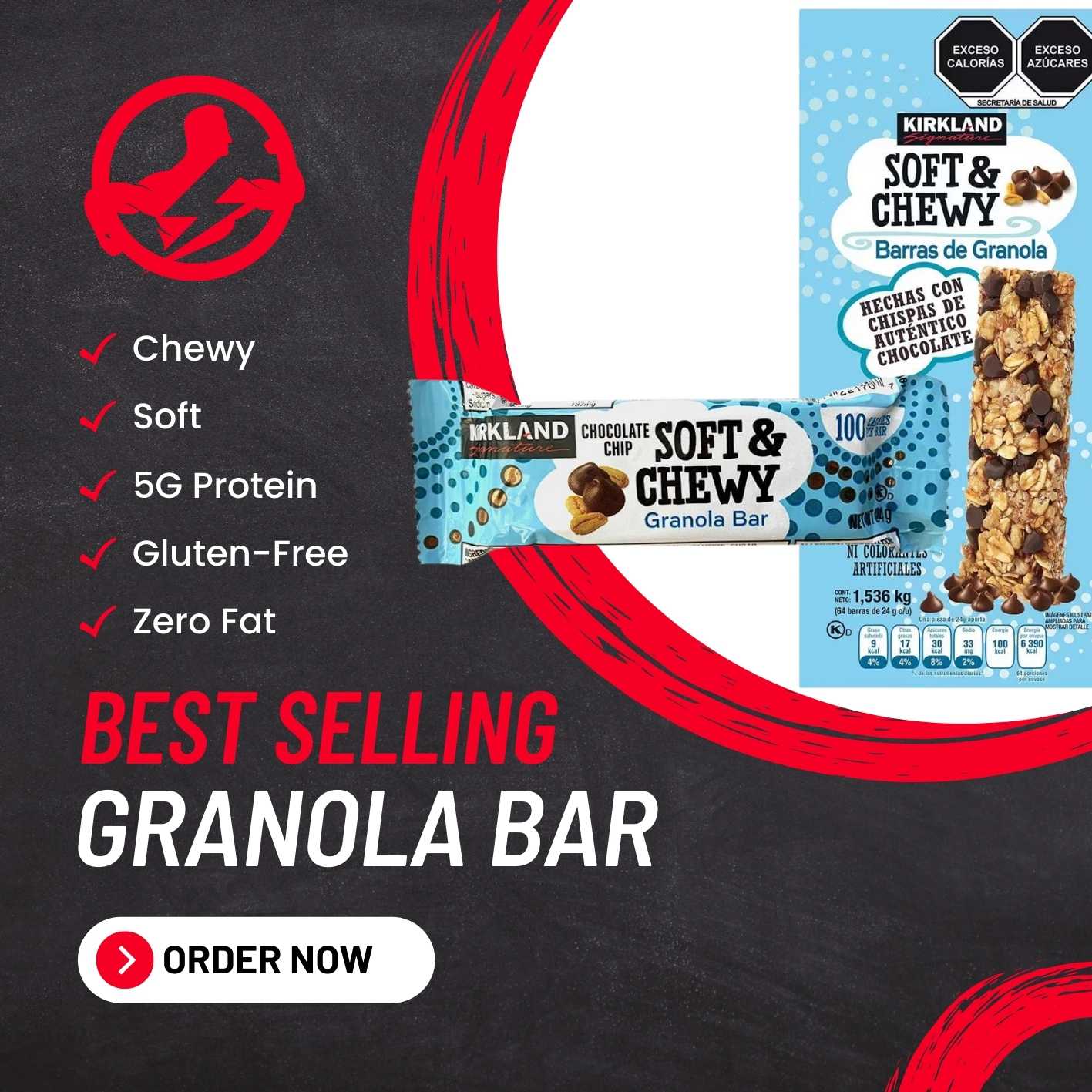 Kirkland Signature Dipped and Chewy Granola Bar, 1.49kg, 48-count