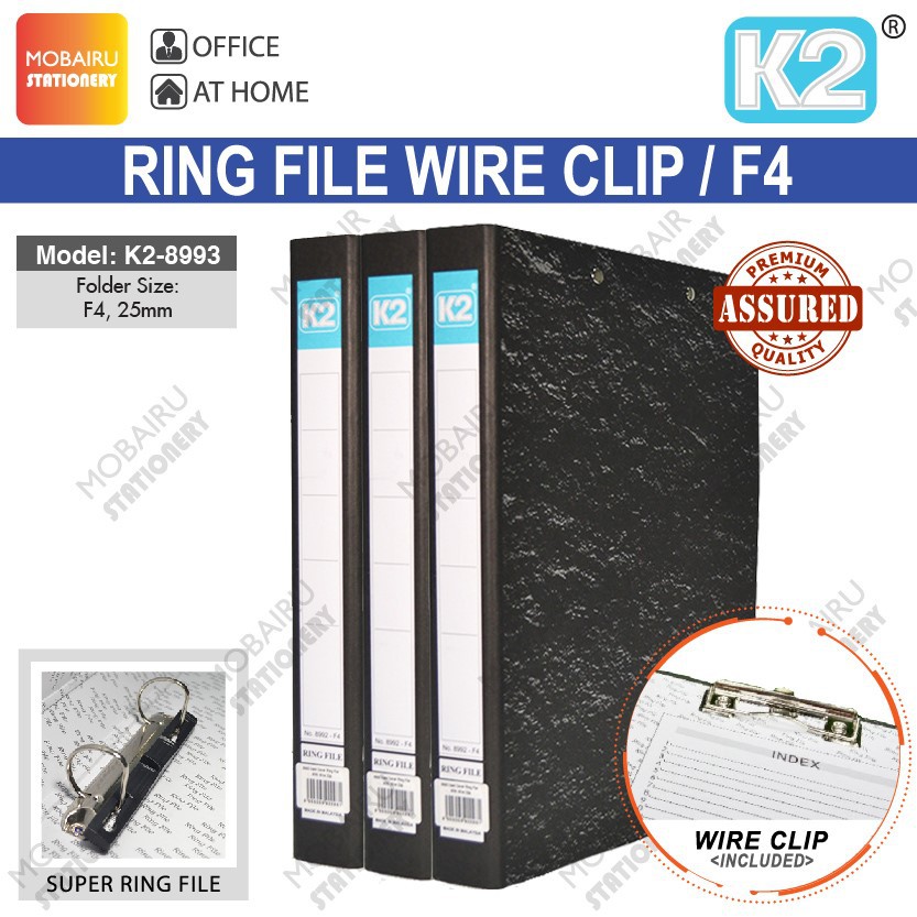 K2 PVC File 2D / 3D / 4D Ring Binder With Transparency Cover 25 / 40 /